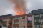 Samsun’da 9 katlı binanın çatı katında yangın