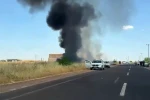 Şanlıurfa’da balya yüklü tırda korkutan yangın