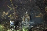 Şarampole yuvarlanan otomobil orman yangınına neden oldu