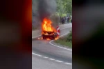 Seyir halindeki otomobil alev topuna döndü