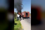Seyir halindeki pikap alevlere teslim oldu