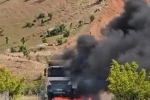 Siirt’te kamyon yangını: Sürücü son anda kurtuldu