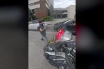Su satan çocuk, camında Türk bayrağı olan motosikletliye su hediye etmek istedi