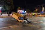 Takla atan otomobil sürücüsü olay yerinden kaçtı