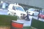 Tekirdağ’da otomobille çarpışan motosikletlinin yaralandığı kaza kamera