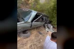 Uçuruma yuvarlanan otomobilin sürücüsü yaralandı