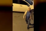 Ümraniye’de eşinin ve komşusunun otomobiline sopayla zarar veren kişi kamerada
