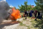 Üzümlü Devlet Hastanesi personeline uygulamalı yangın eğitimi