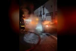 Van’da seyir halindeki tırın lastikleri yandı