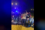 Vidanjöre çarparak devrilen otomobilin sürücüsü yaralandı