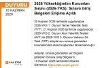 YKS giriş belgeleri erişime açıldı