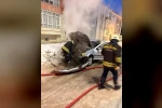 Yozgat’ta otomobil alev alev yandı