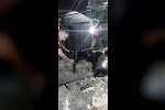 Zift kazanına düşen köpek yarım saatlik müdahale sonrası kurtarıldı