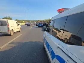 Alev alan otomobil zeytinlik alana sıçramadan söndürüldü
