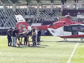Amasya’da maç öncesi stadyuma ambulans helikopter indi
