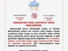 Ankara Valiliği kuvvetli yağışa karşı uyardı
