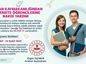Araban Kaymakamlığı’ndan üniversite öğrencilerine nakdi yardım
