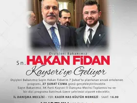 Bakan Fidan Kayseri’ye geliyor
