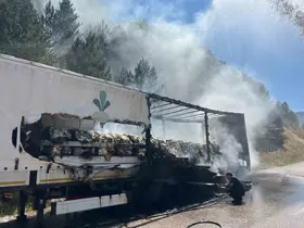 Bolu’da şeker yüklü tır alev aldı, yangın ormana sıçradı
