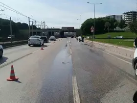 Bursa’da yola dökülen kimyasal madde paniğe sebep oldu, trafik kilitlendi
