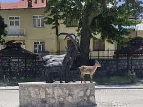 Çemişgezek’te tebessüm ettiren an: Gerçeği ve heykeli aynı karede
