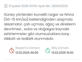 Denizli için kuvvetli rüzgar ve fırtına uyarısı
