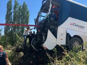Diyarbakır’da yolcu otobüsü ağaca çıktı: 2 yaralı
