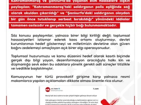 DMM’den Kahramanmaraş ve Şanlıurfa’daki saldırılarla ilgili dezenformasyon uyarısı
