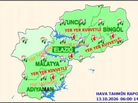 Elazığ için kuvvetli yağış uyarısı
