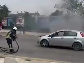 Elazığ’da alev alan otomobil söndürüldü
