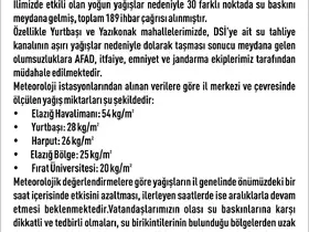 Elazığ’da etkili olan yağışın ardından 30 noktada su baskını yaşandı
