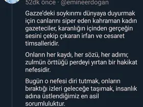 Emine Erdoğan: "Gazze’deki soykırımı dünyaya duyurmak için canlarını siper eden kahraman kadın gazeteciler, karanlığın içinden gerçeğin sesini çekip çıkaran irfan ve cesaret timsalleridir"
