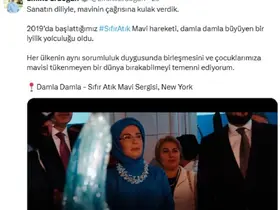 Emine Erdoğan’dan New York’taki "Sıfır Atık Mavi-Damla Damla" sergisine ilişkin video paylaşımı
