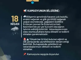 Erzurum Valiliğinden kuvvetli yağış uyarısı

