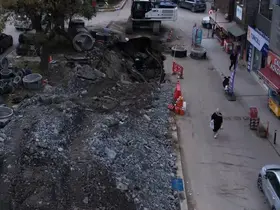 Eyüpsultan Bulvarı’nda altyapı çalışmaları sırasında kısmi göçük
