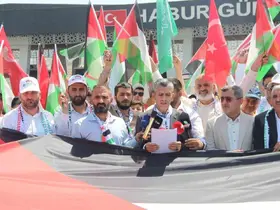 Habur Sınır Kapısı’nda Irak’ta bekletilen "Filistin Konvoyu" için basın açıklaması düzenlendi
