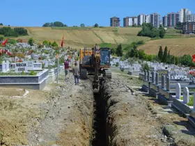 Heyelan yaşanan Derecik Şehir Mezarlığı’nda iyileştirme çalışmaları
