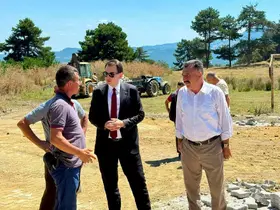 Hisarcık Çatak ve Hocalar köylerinde parke taşı çalışmaları yerinde incelendi
