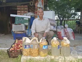 Hisarcık’ta dibe düşen elmalar ziyan olmuyor, doğal sirke oluyor
