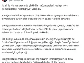 İletişim Başkanı Duran: "İsrail ile Hamas arasındaki uzlaşma memnuniyet verici"
