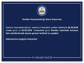Kandıra’da denize girişler iki gün süreyle yasaklandı
