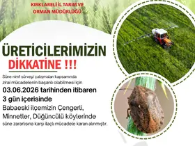 Kırklareli’nde süne zararlısına karşı ilaçlama uyarısı
