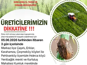 Kırklareli’nde süne zararlısına karşı ilaçlı mücadele kararı
