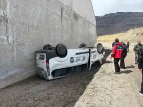 Kontrolde çıkan hafif ticari araç devrildi: 1 yaralı

