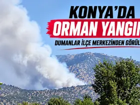 Konya’da orman yangını! Dumanlar ilçe merkezinden görülüyor