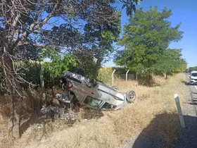 Konya’da otomobil takla attı: 2 çocuk yaralı
