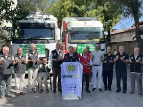 Konya'dan Suriye'ye toplu düğün yardım araçları uğurlandı