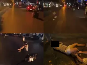 Mersin’de motosikletin yayaya çarptığı kaza kask kamerasında

