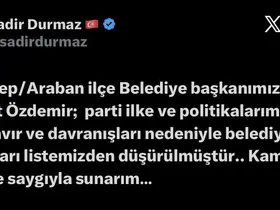 MHP, Araban Belediye Başkanını parti listesinden düşürdü
