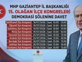 MHP Gaziantep İlçe Teşkilatları 15. Olağan Kongre takvimi açıklandı

